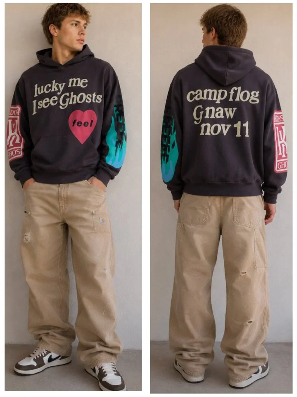 Camp Flog Gnaw Sweatshirt Men XXL Lucky Me I See Ghosts Kid Cudi Nov 11 Kanye - Picture 1 of 7